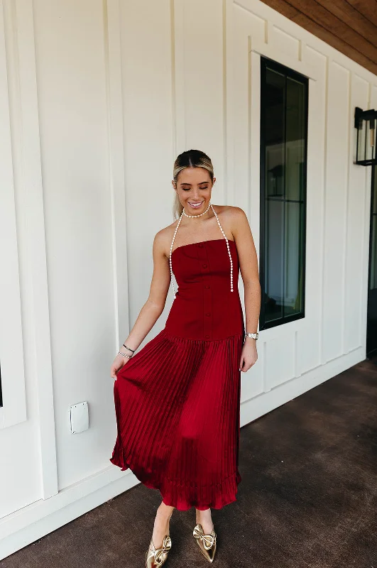Act Fast Oakley Midi Dress - Burgundy