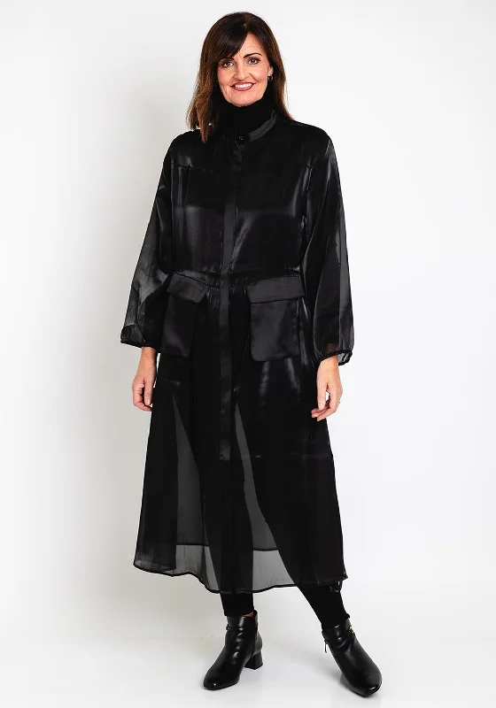 Deal Zone Natalia Collection One Size Sheer Mesh Coat Dress, Black