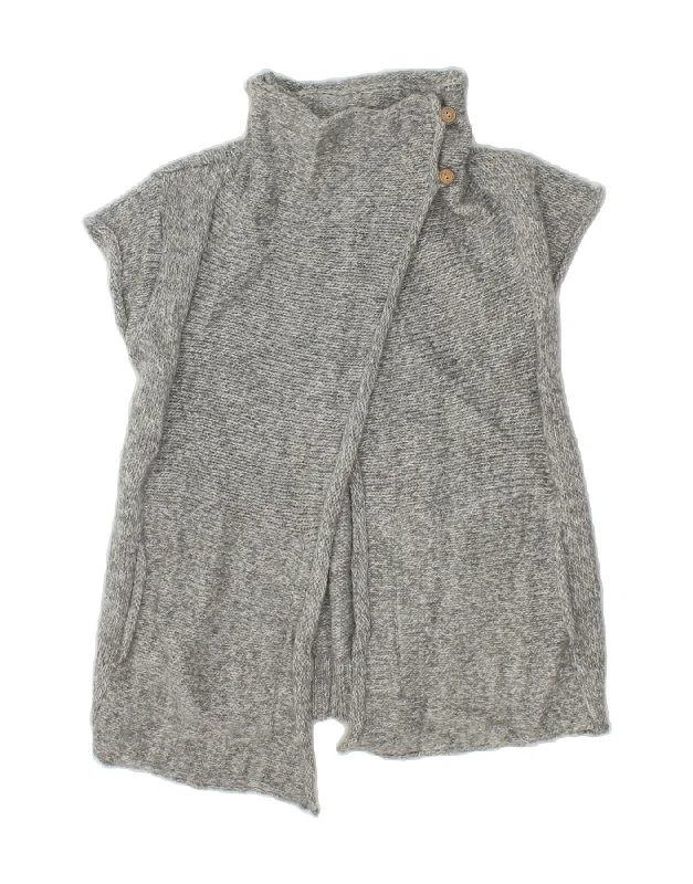 Great Deals VINTAGE Womens Short Sleeve Cardigan Sweater UK 12 Medium Grey Wool