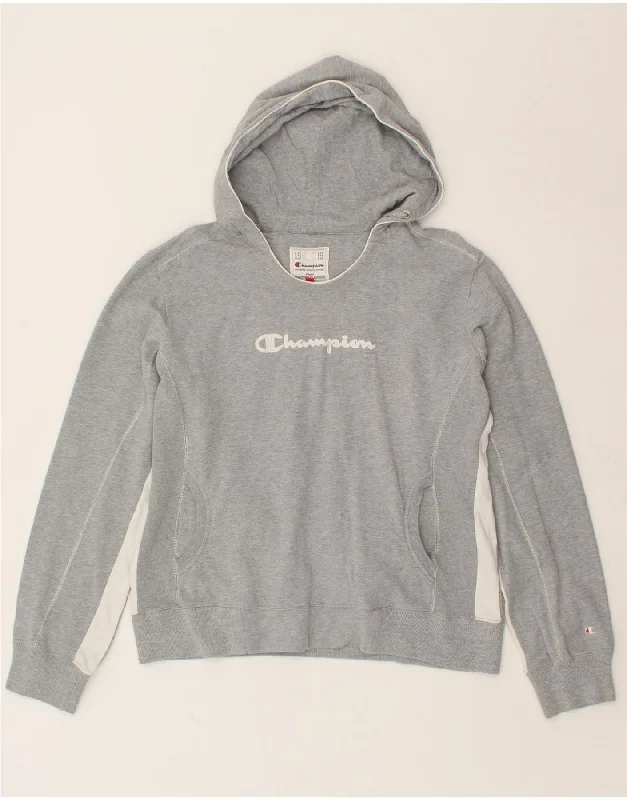 Extra Savings CHAMPION Womens Heritage Classics Graphic Hoodie Jumper UK 18 XL Grey