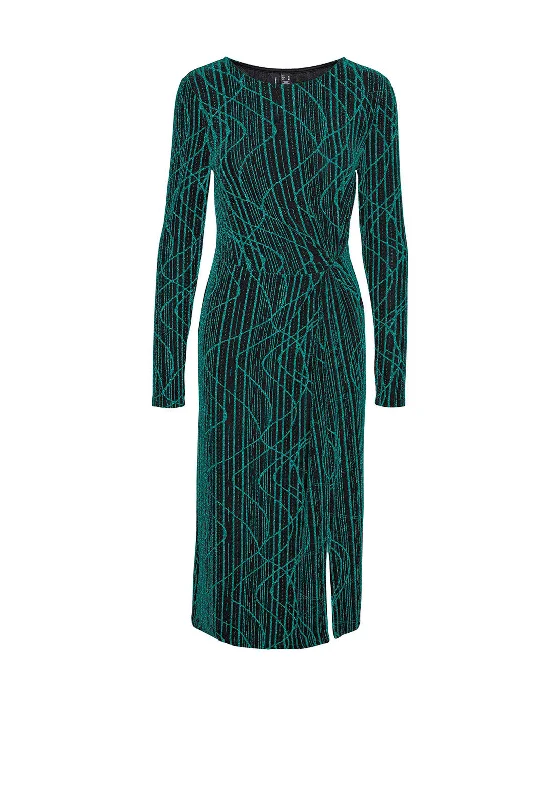 Value Deals Vero Moda Kanz Glitter Midi Length Dress, Black & Parasailing