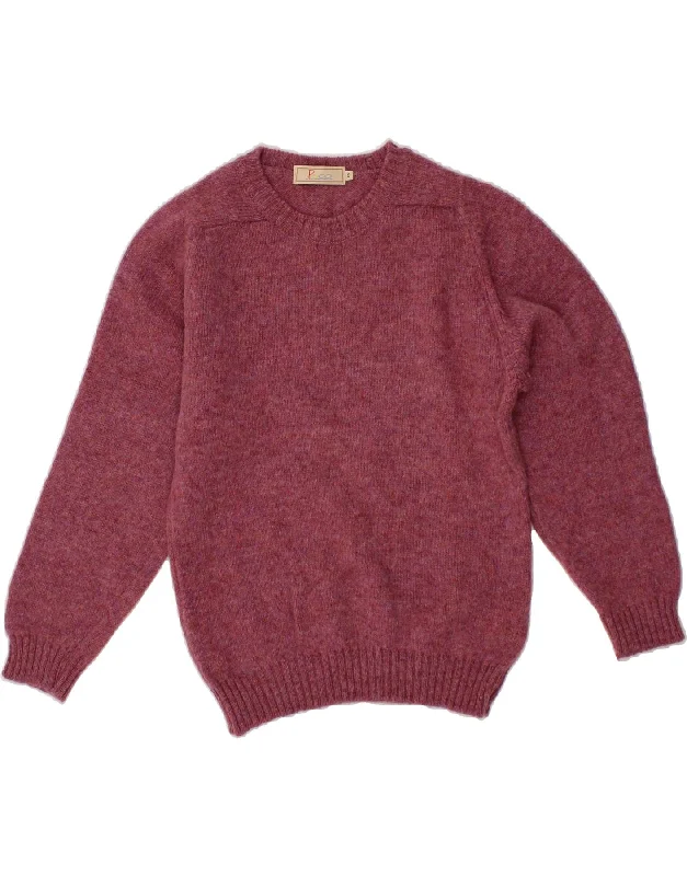 Closeout PACO Womens Crew Neck Jumper Sweater UK 10 Small Pink Virgin Wool
