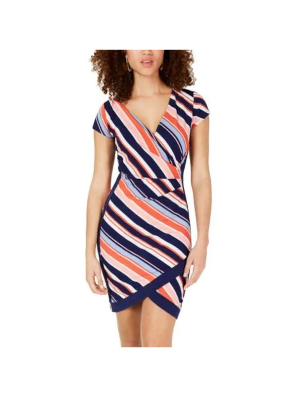 Fantastic Offers CRAVE FAME Womens Navy Striped Sleeveless V Neck Short Body Con Dress Fantastic Offers CRAVE FAME Womens Navy Striped Sleeveless V Neck Short Body Con Dress