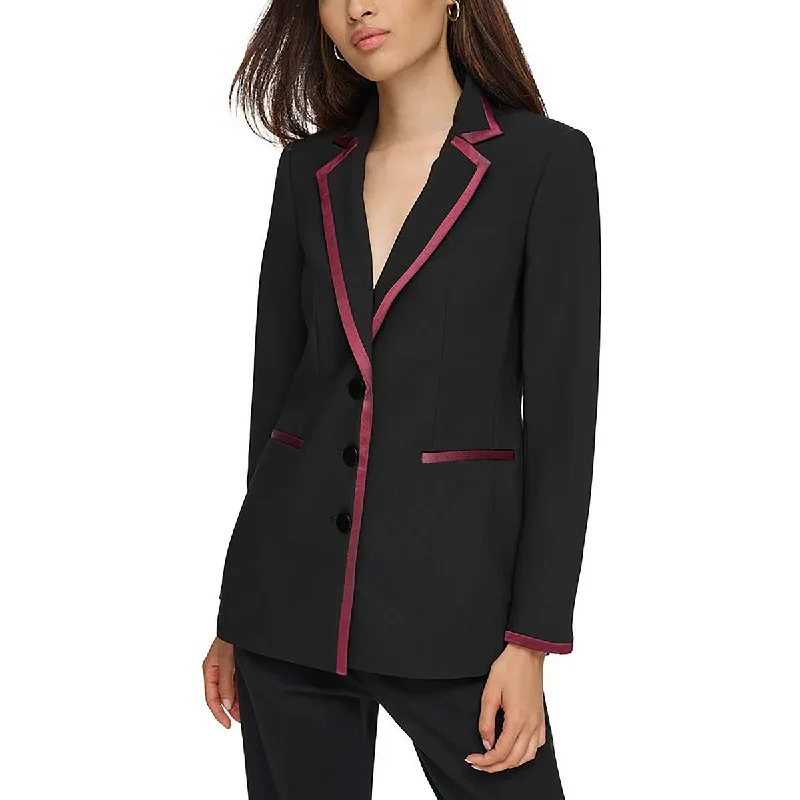 Epic Deals Womens Tuxedo Contrast Trim Double-Breasted Blazer