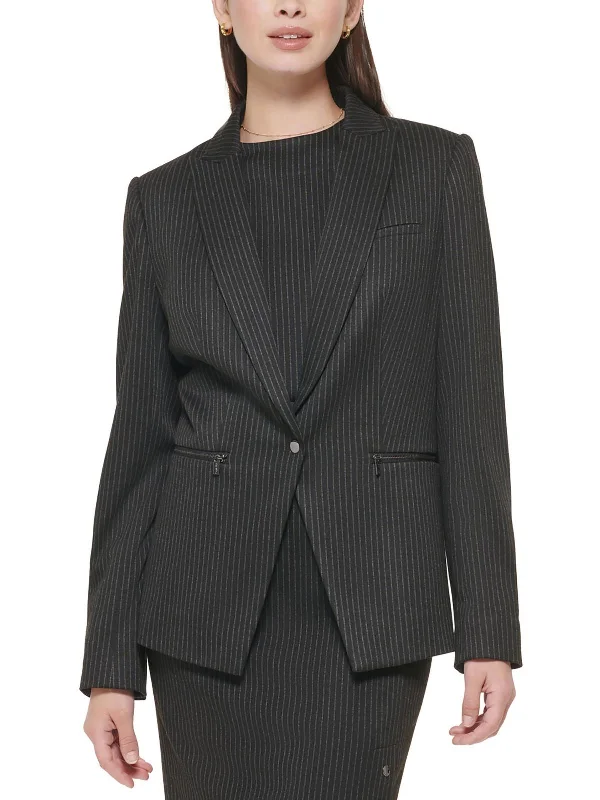 Fantastic Offers Womens Pinstripe Office One-Button Blazer