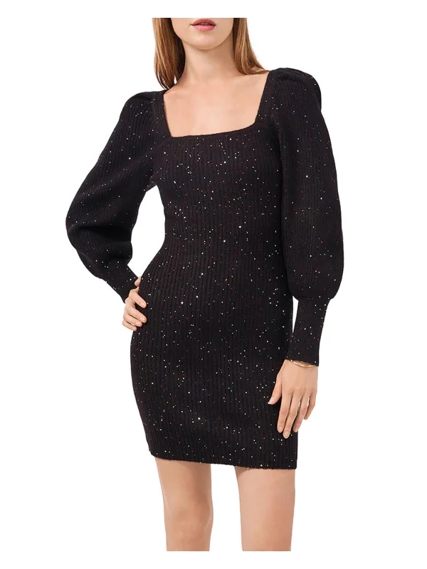 Bargain Bin Midnight Garden Womens Sparkle Sequined Sweaterdress