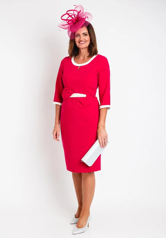 New Markdowns Lizabella Pearl Trim Pencil Midi Dress, Raspberry