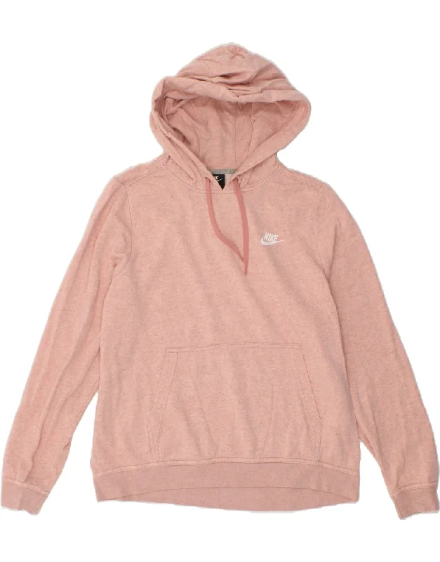Unbeatable Prices NIKE Womens Oversized Hoodie Jumper UK 16 Large Pink Cotton