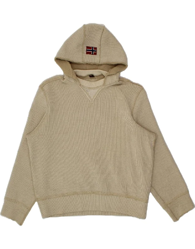 Savings Galore NAPAPIJRI Womens Oversized Graphic Hoodie Jumper UK 16 Large Beige