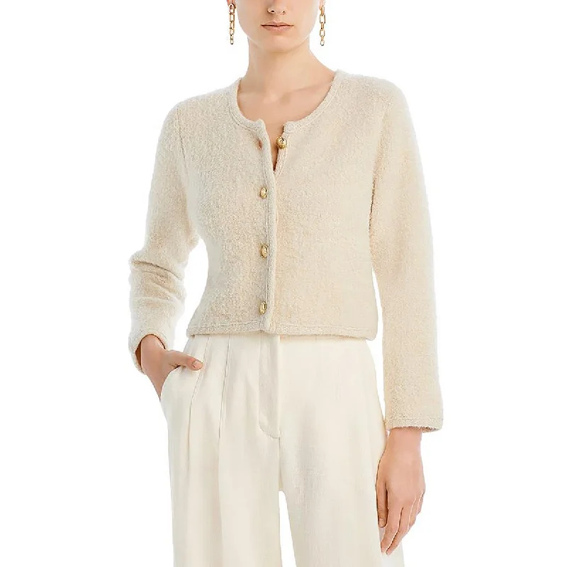 Hot Deal Womens Metallic Wool Collarless Blazer