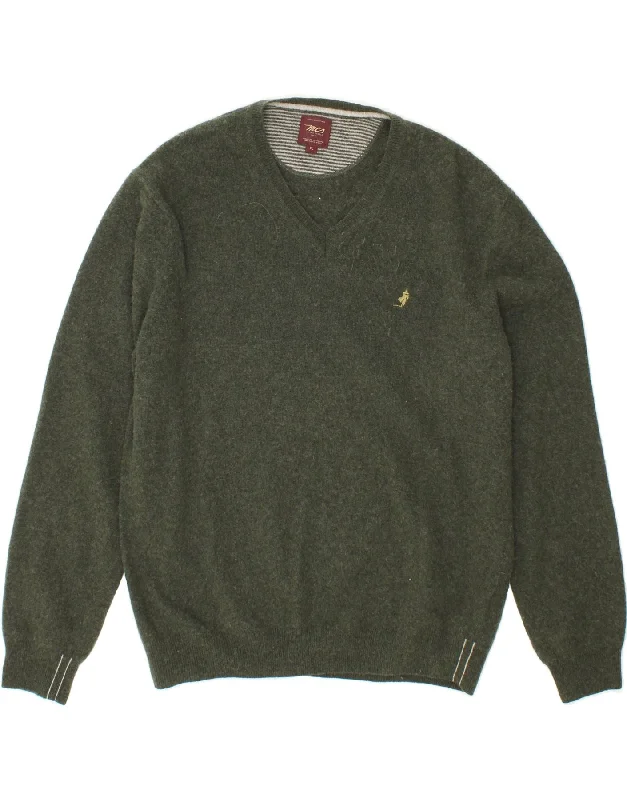 Big Discounts MARLBORO CLASSICS Womens V-Neck Jumper Sweater UK 18 XL Green Wool