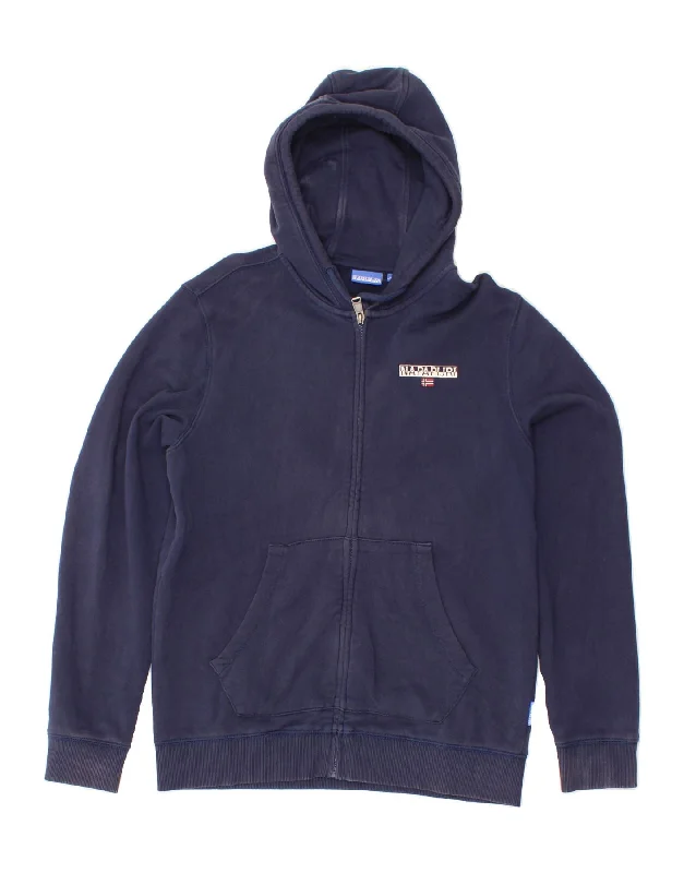 Huge Discounts NAPAPIJRI Womens Zip Hoodie Sweater UK 10 Small Navy Blue Cotton