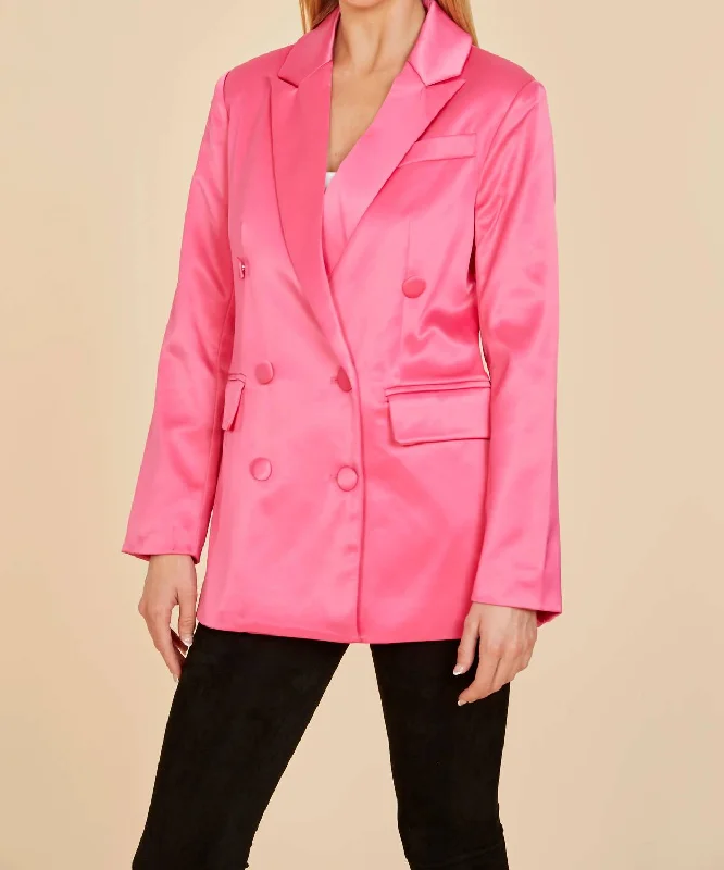 Discount Extravaganza Double Breasted Satin Jacket In Pink