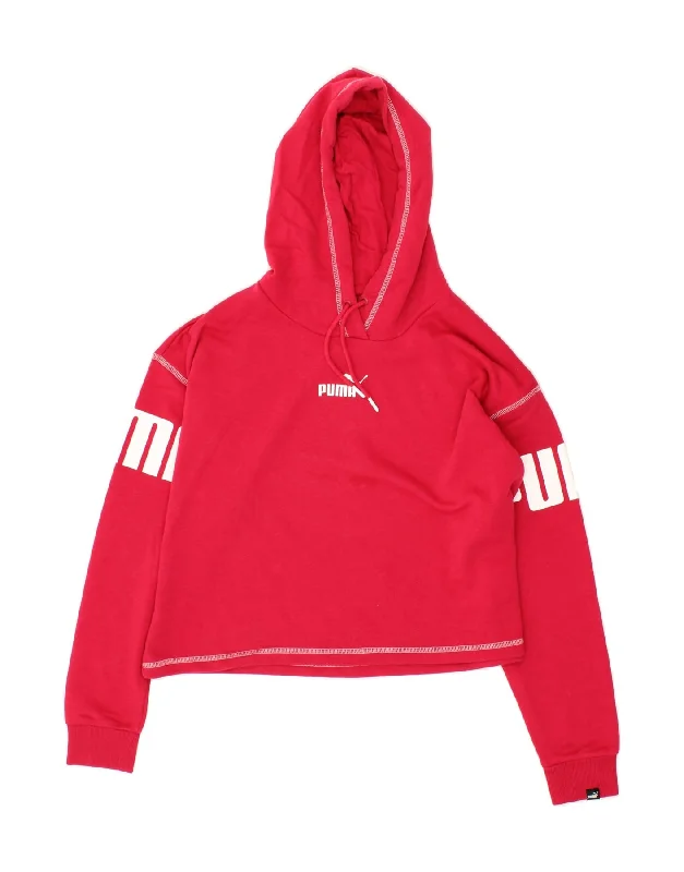 Anniversary Sale PUMA Womens Oversized Graphic Hoodie Jumper UK 10 Small Pink Cotton Anniversary Sale PUMA Womens Oversized Graphic Hoodie Jumper UK 10 Small Pink Cotton