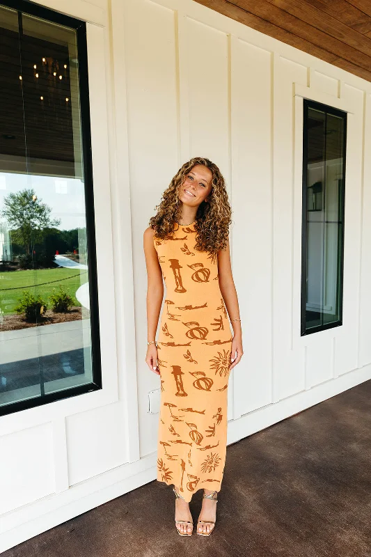 Huge Savings Take Me To Greece Maxi Dress - Apricot