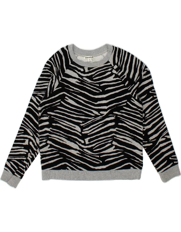 Hot Deal WHISTLES Womens Sweatshirt Jumper UK 10 Small Black Animal Print