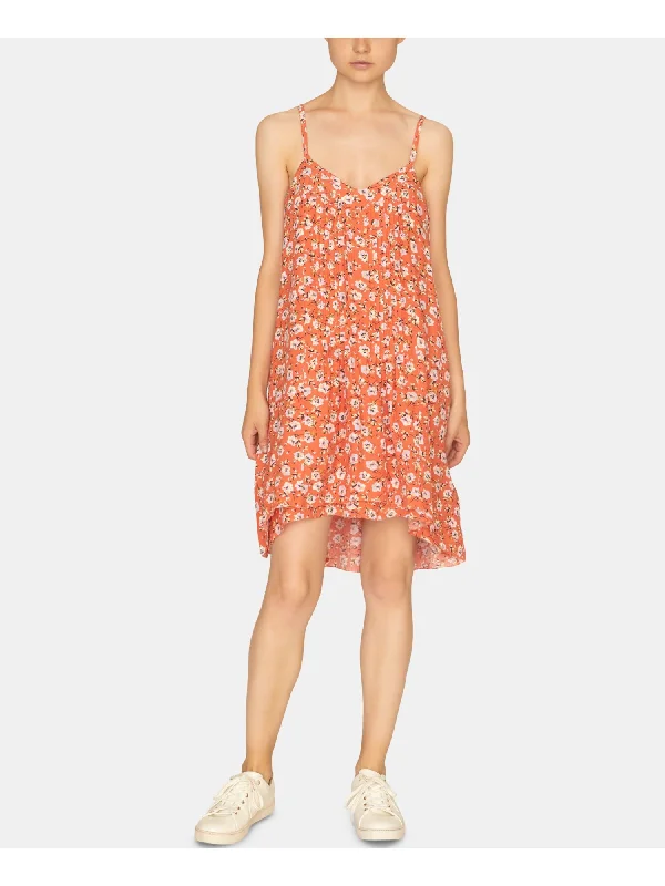 Final Clearance SANCTUARY Womens Orange Floral Spaghetti Strap V Neck Above The Knee Empire Waist Dress Final Clearance SANCTUARY Womens Orange Floral Spaghetti Strap V Neck Above The Knee Empire Waist Dress