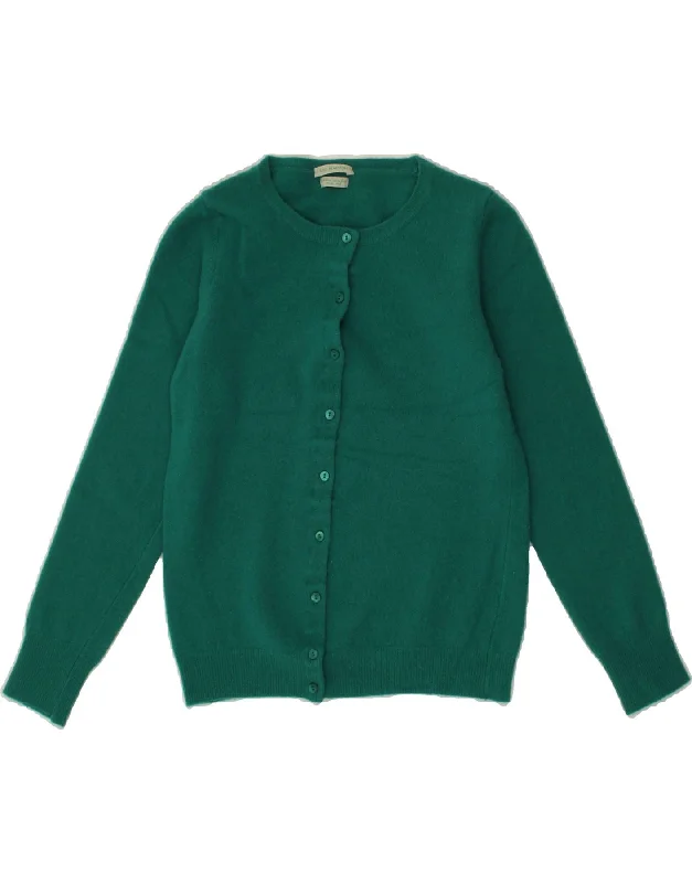 Deal Explosion BENETTON Womens Crop Cardigan Sweater UK 8 Small Green Merino Wool