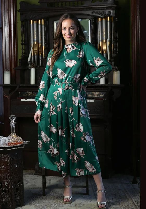 Extra Savings Rant and Rave Sophia Belted Waist A-line Midi Dress, Green