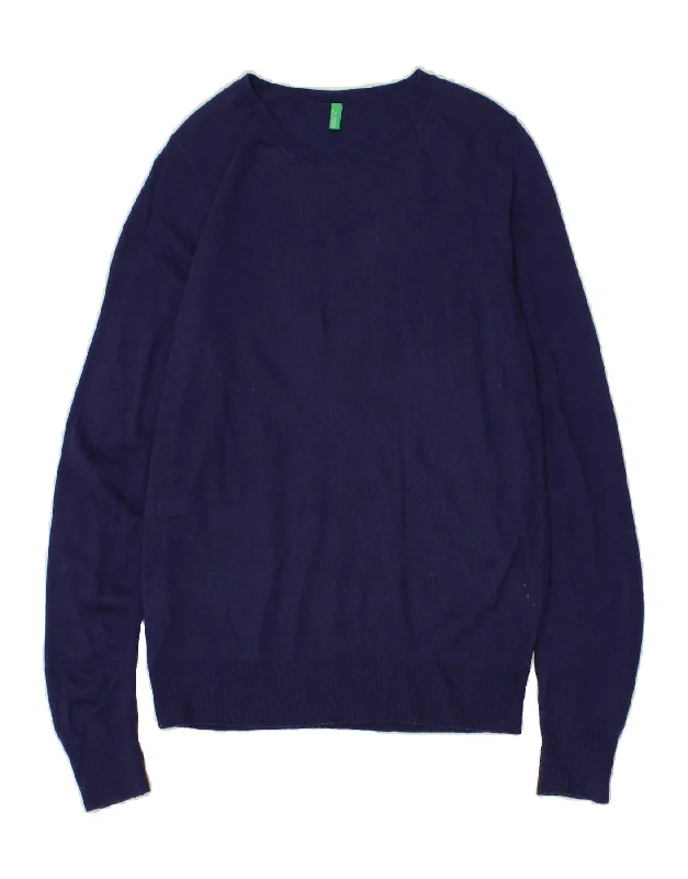 Value Deals BENETTON Womens Boat Neck Jumper Sweater UK 10 Small Navy Blue