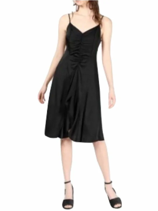 Online Only BAR III Womens Black Spaghetti Strap V Neck Knee Length Fit + Flare Dress Online Only BAR III Womens Black Spaghetti Strap V Neck Knee Length Fit + Flare Dress