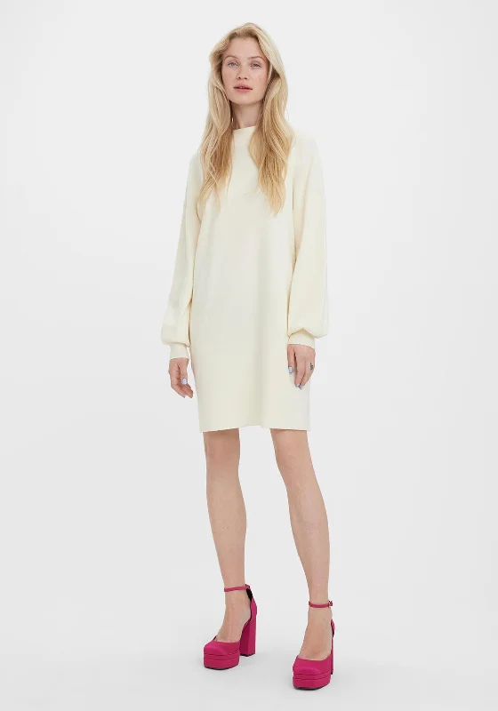 Deal Explosion Vero Moda Nancy Funnel Neck Mini Jumper Dress, Birch