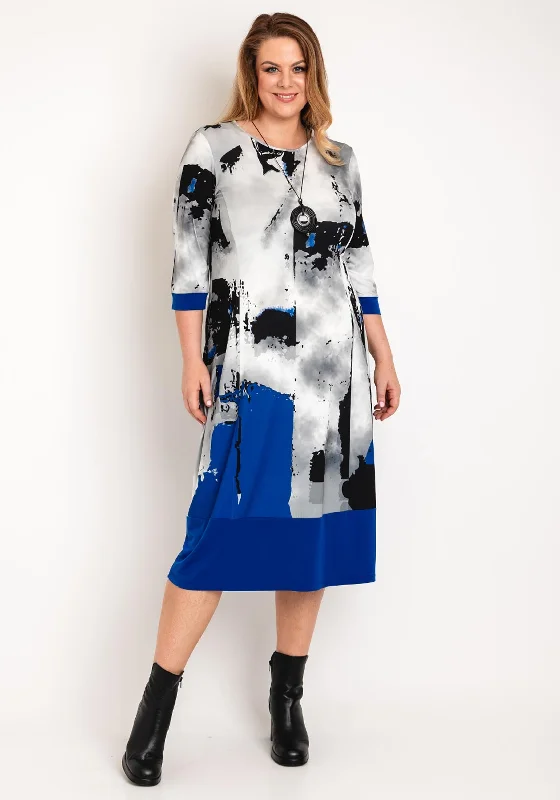 Don't Wait Ora Abstract Print Midi Dress, Grey