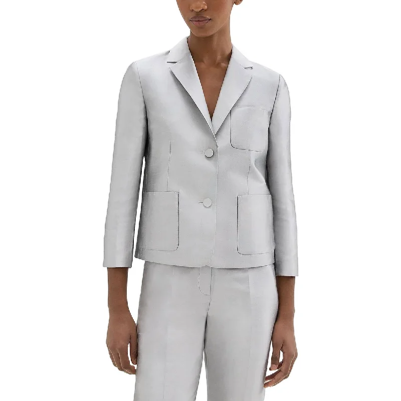 Overstock Womens Metallic Pocketed Two-Button Blazer