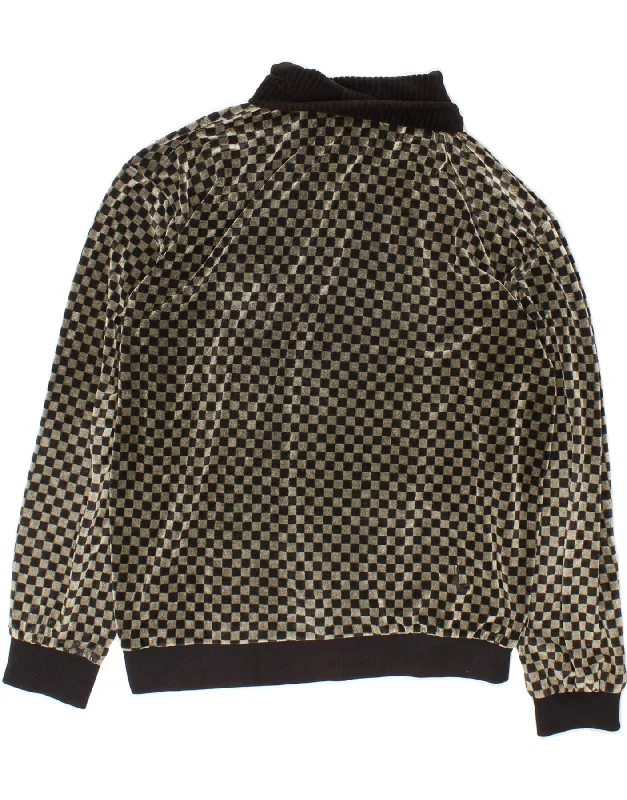 Bargain Blast VINTAGE Womens Roll Neck Fleece Jumper UK 16 Large Grey Gingham