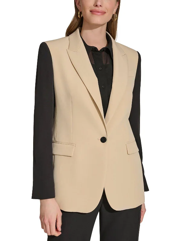Seasonal Sale Womens Colorblock Suit Separate One-Button Blazer