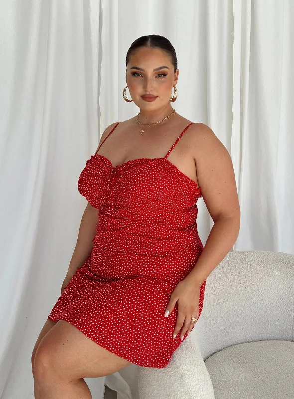Limited Edition Love Birds Mini Dress Red Curve