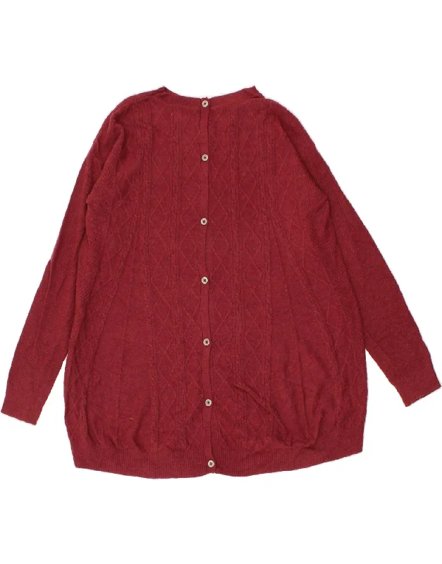 Price Buster VINTAGE Womens Cardigan Sweater UK 14 Large Burgundy
