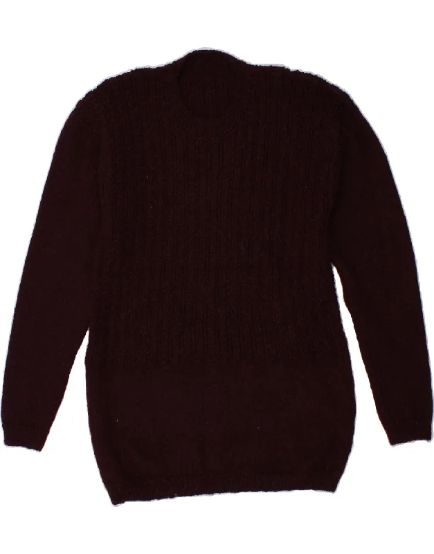 Buy Now VINTAGE Womens Crew Neck Jumper Sweater UK 12 Medium Burgundy