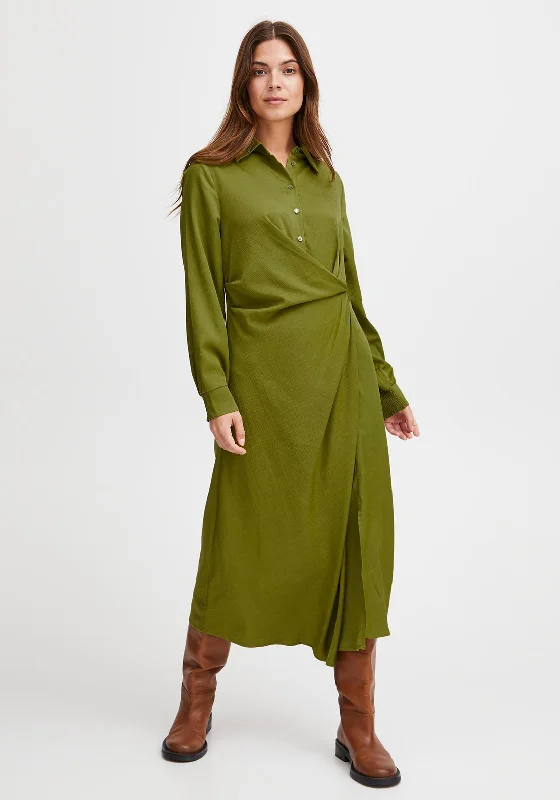 Super Sale Fransa Viline Wrap Detail Midi Dress, Golden Cypress