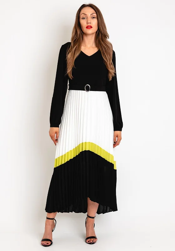 Amazing Deals Kate Cooper Contrasting Pleated Maxi Dress, Black & Lime