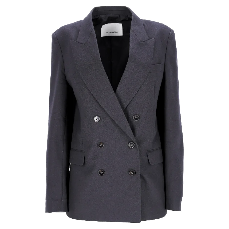 Weekend Special The Frankie Shop Double-Breasted Blazer in Navy Blue Wool