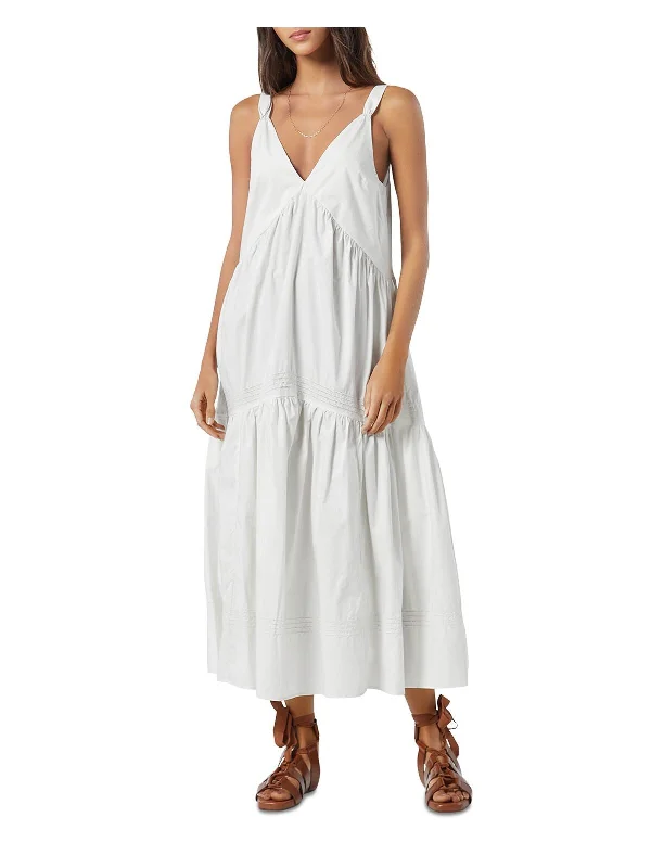 Special Promotion JOIE Womens Ivory Ruffled Sleeveless V Neck Tea-Length Shift Dress