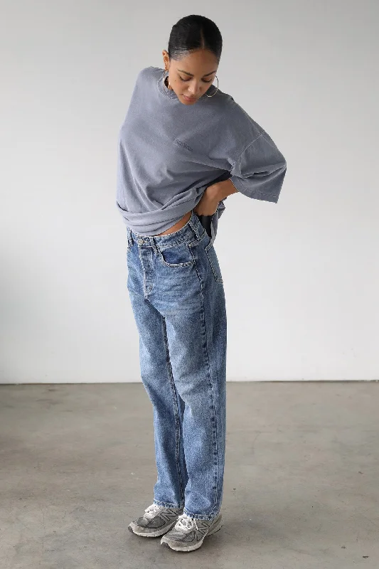 Super Savings DOGMA Classic High Rise Straight Leg Denim Jeans Dark Wash