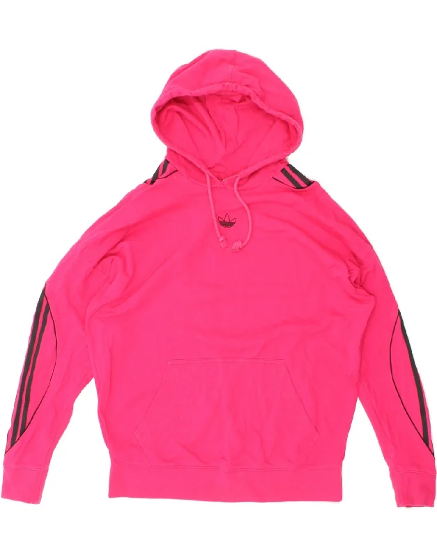 Deep Discounts ADIDAS Womens Oversized Hoodie Jumper UK 12 Medium Pink Cotton