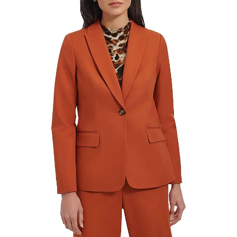 Don't Miss Womens Shoulder Pads Long Sleeve One-Button Blazer