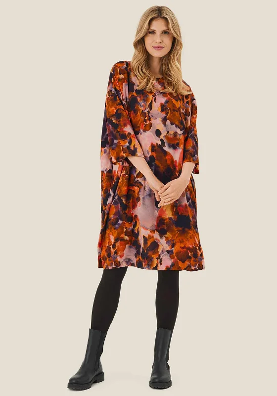 Amazing Deals Masai Naslana Ink Print Knee Length Dress, Spicy Orange