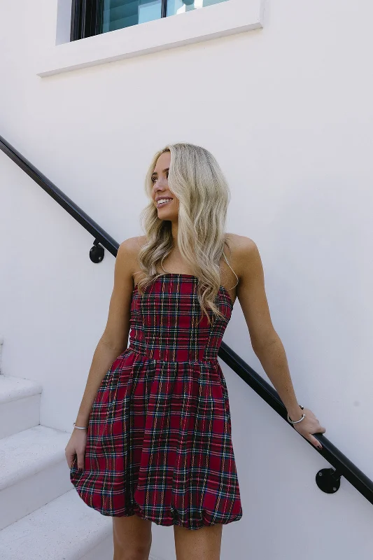 Final Clearance Lottie Mini Dress - Red Plaid