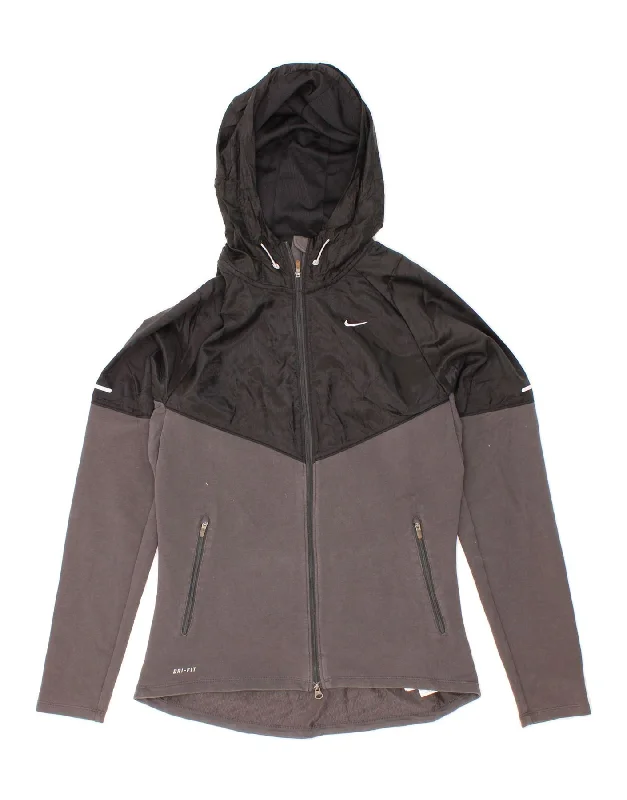 Online Exclusive NIKE Womens Dri Fit Zip Hoodie Sweater UK 10 Small Grey Colourblock Cotton Online Exclusive NIKE Womens Dri Fit Zip Hoodie Sweater UK 10 Small Grey Colourblock Cotton