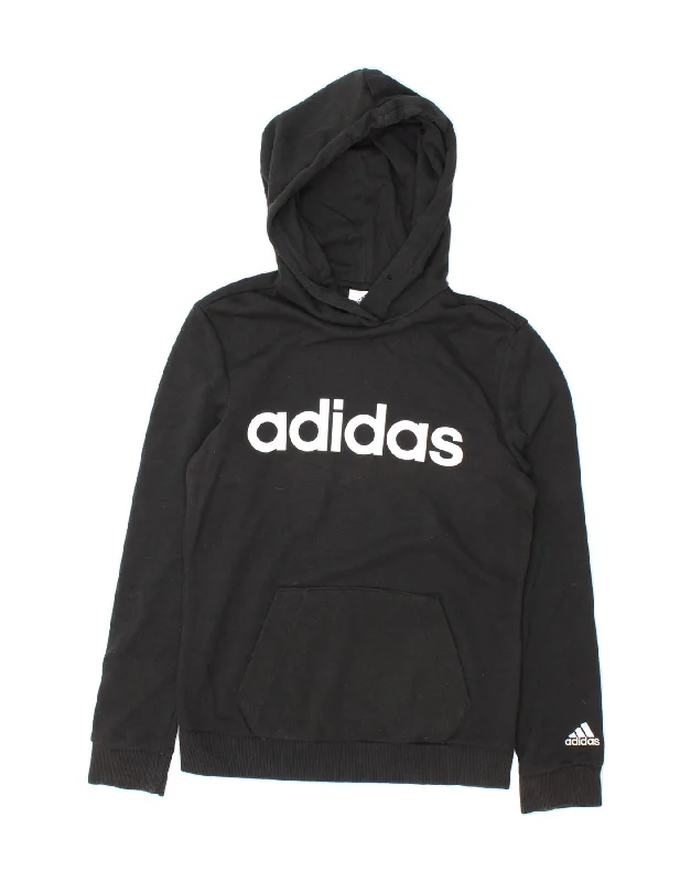 While Supplies Last ADIDAS Womens Graphic Hoodie Jumper UK 4/6 XS Black Cotton