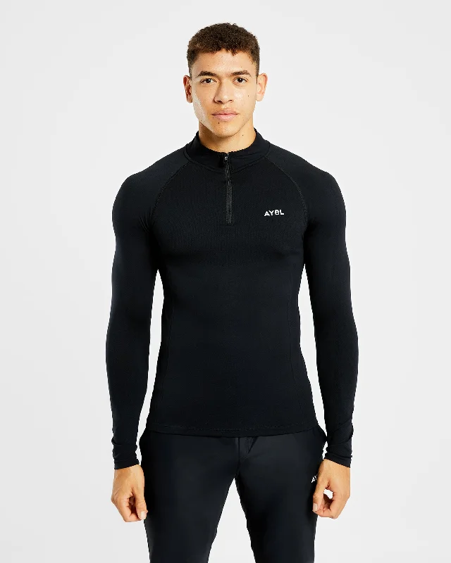 Act Fast Essential Seamless 1/4 Zip Pullover - Black