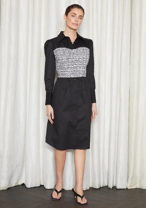 Today's Special Jovonna Cardinali Tweed Bodice Shirt Dress, Black