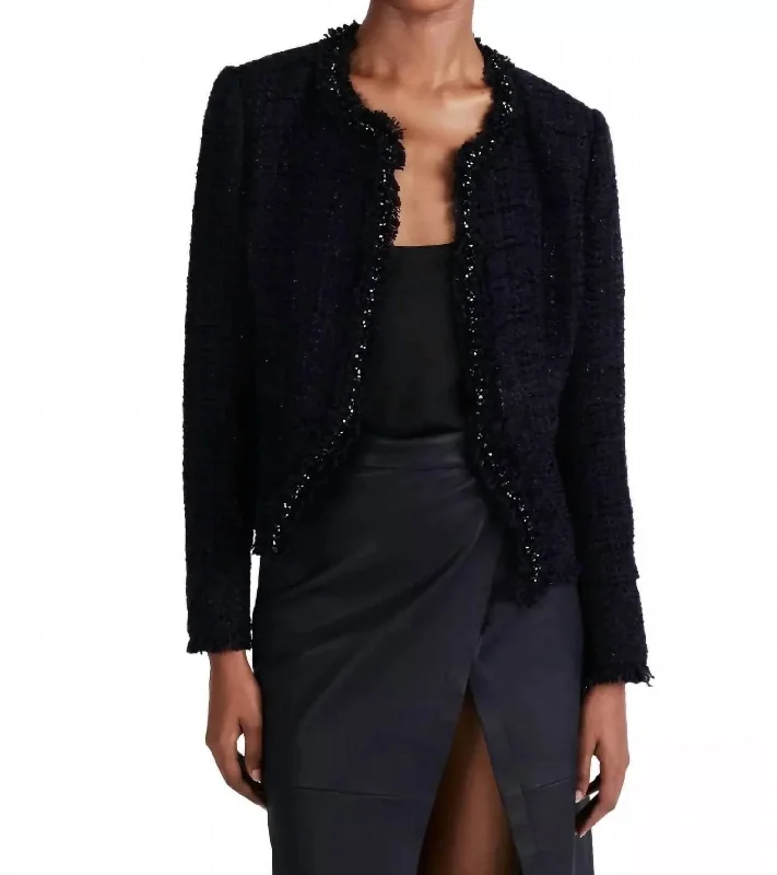 Discount Mania Elizabeth Peplum Jacket In Black/navy