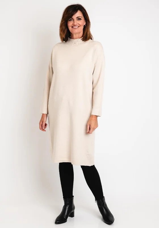 Deal Frenzy Serafina Collection Soft Knit Knee Length Jumper Dress, Cream