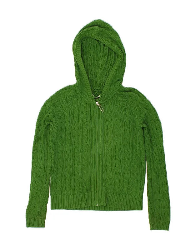 Massive Deals TOMMY HILFIGER Womens Hooded Cardigan Sweater UK 10 Small Green Cotton