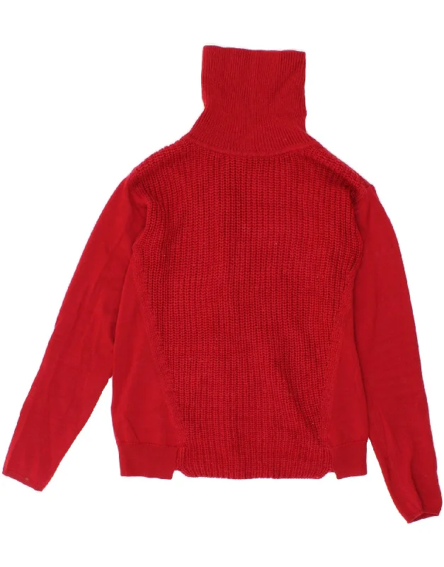 Huge Discounts KAREN MILLEN Womens Roll Neck Jumper Sweater Size 3 Medium Red Wool